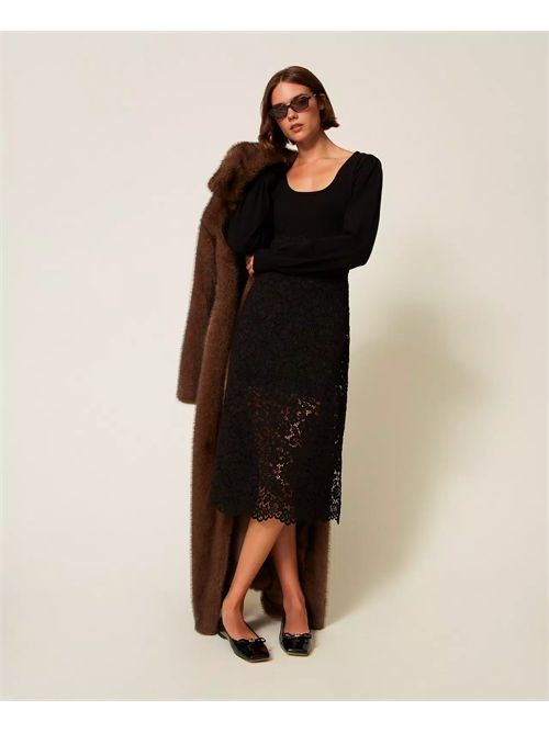 Abito longuette in maglia e pizzo TWINSET | TP3030/00006